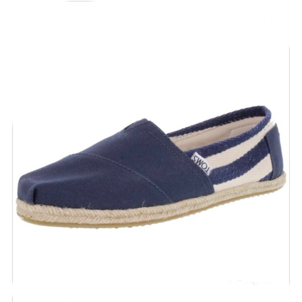 Toms women’s navy stripe canvas flat size 9.5
